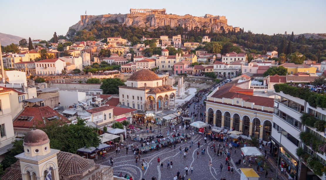 Daytime Athens city view with Acropolis in background