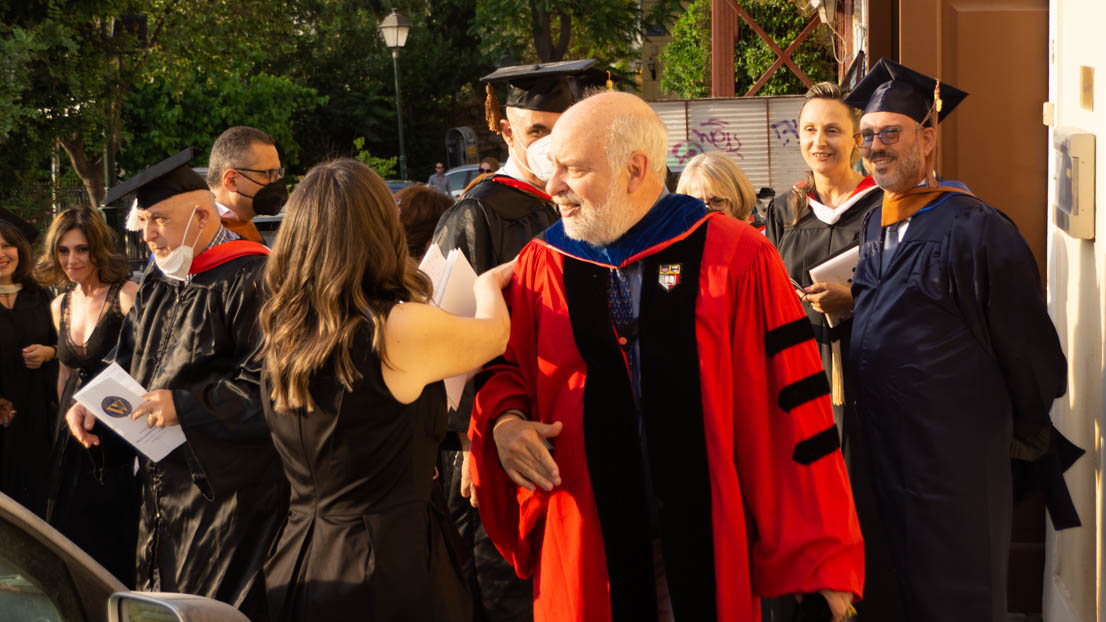 Webster University in Athens, Commencement 2022, group photo, outside