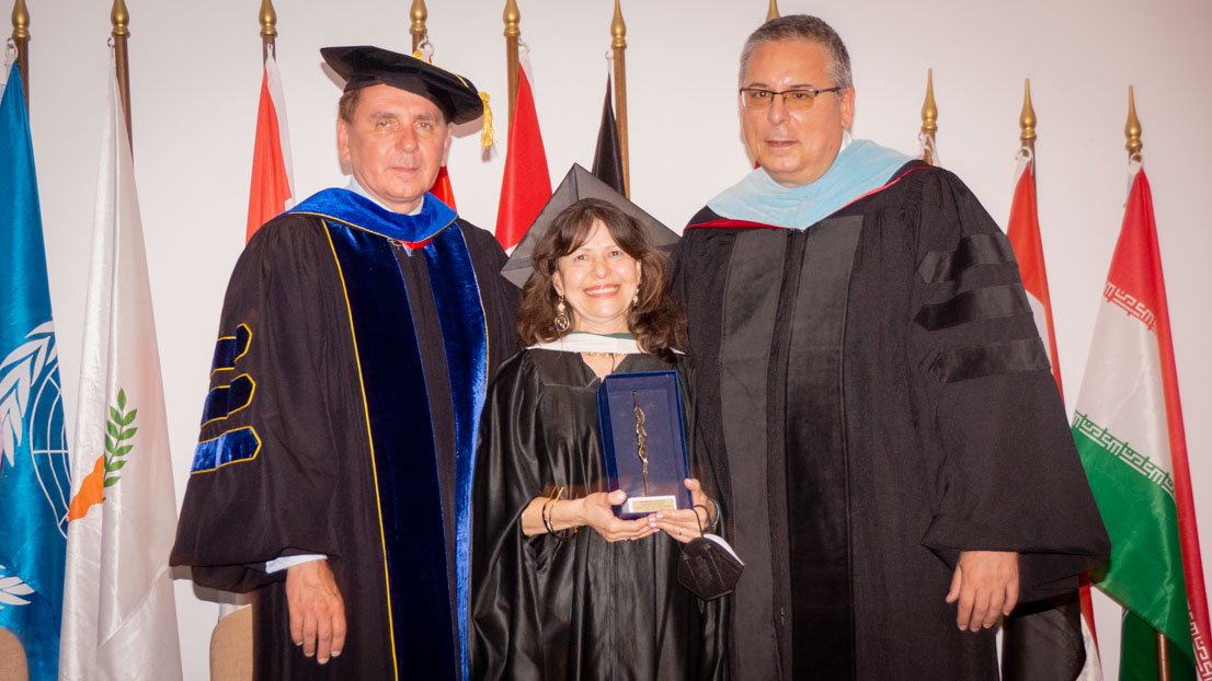 Webster University in Athens, Commencement 2022. President Schuster with leadership.