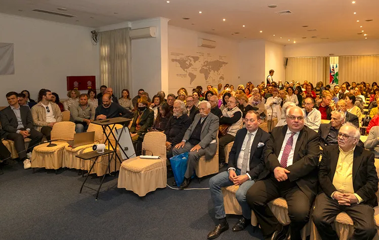 Greek and Georgian leadership, community representatives and Webster Athens students attend the film screening. Photo by Fotis Grivas.