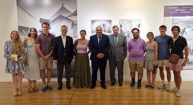 His Excellency the Ambassador of Cyprus, at the center with AHEPA Journey to Greece Students at their visit to the Embassy of Cyprus in Athens, with the Director of the Hellenic Studies Program at Webster Athens, (left), AHEPA’s Supreme Governor of the European Region, and AHEPA-Hellas District Secretary. 