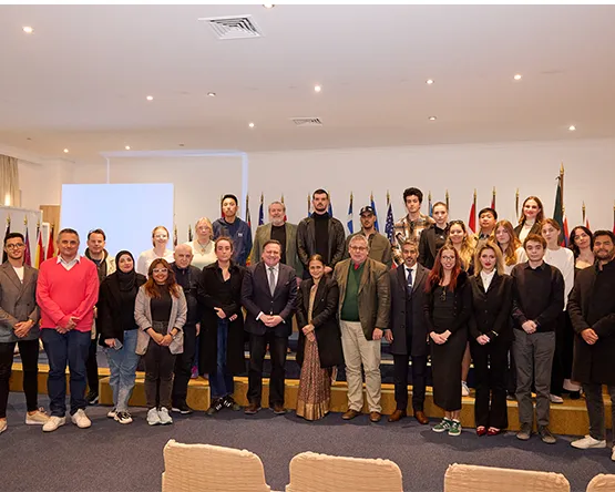 Studens posing for a photo after lecture