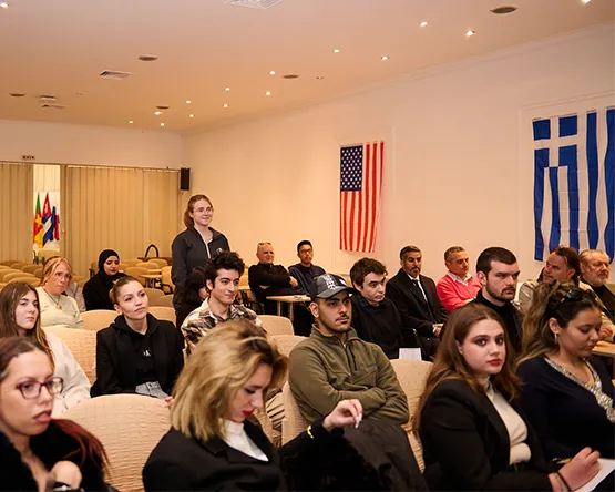 student attending and discussing during a lecture 
